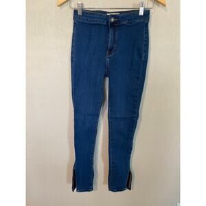 Free People We The Free Riley Skinny High Rise Split Hem Jeans SZ 26